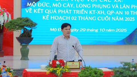 Đồng chí Trần Phước Hiền – Phó Chủ tịch UBND tỉnh làm việc với 04 xã Mộ Đức, Mỏ Cày, Lân Phong, Long Phụng